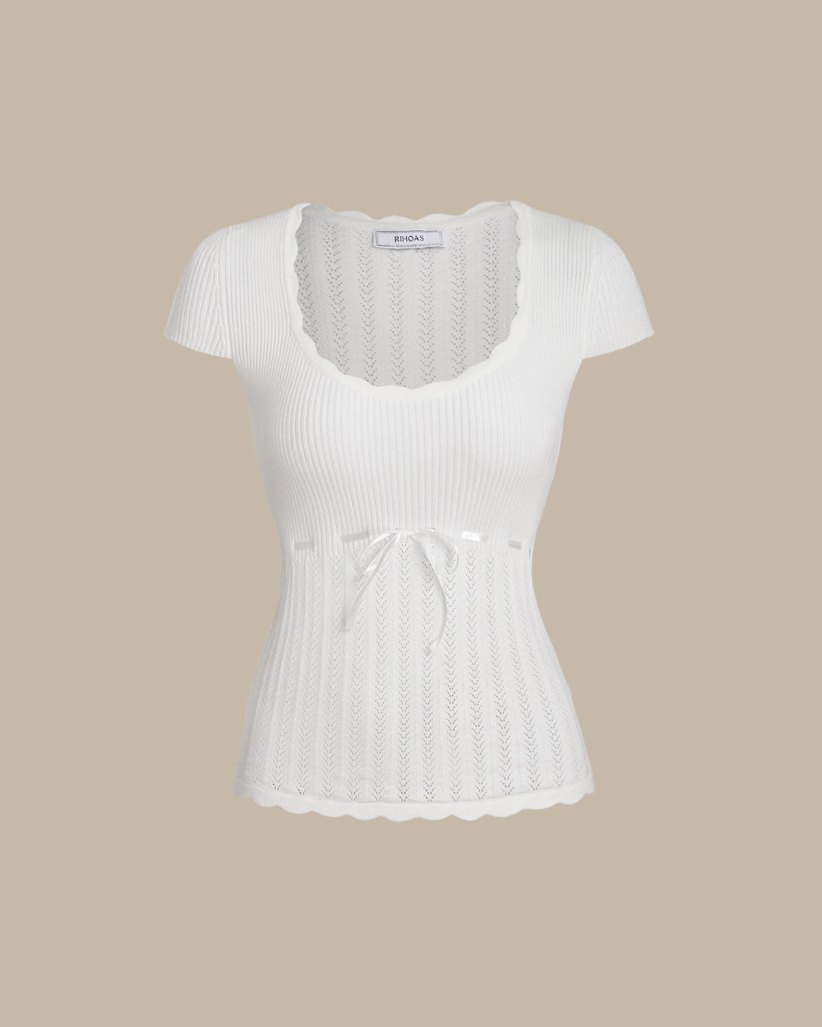 White U Neck Slim Knit Tee