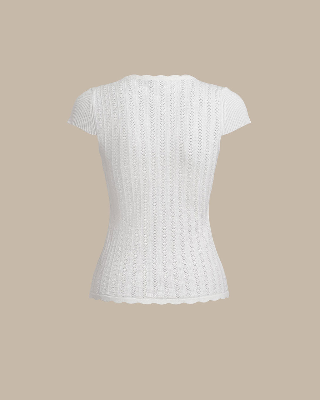 White U Neck Slim Knit Tee