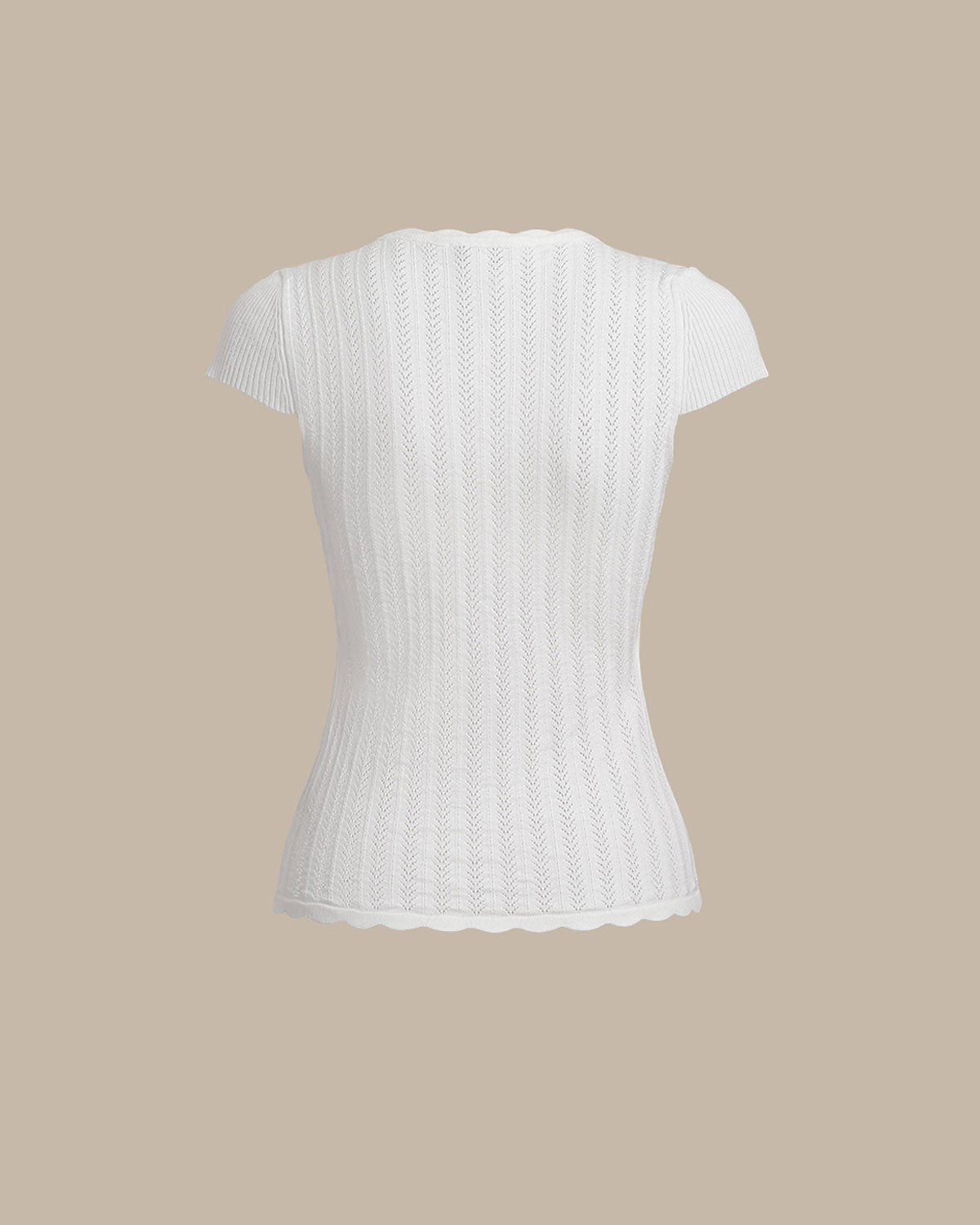 White U Neck Slim Knit Tee