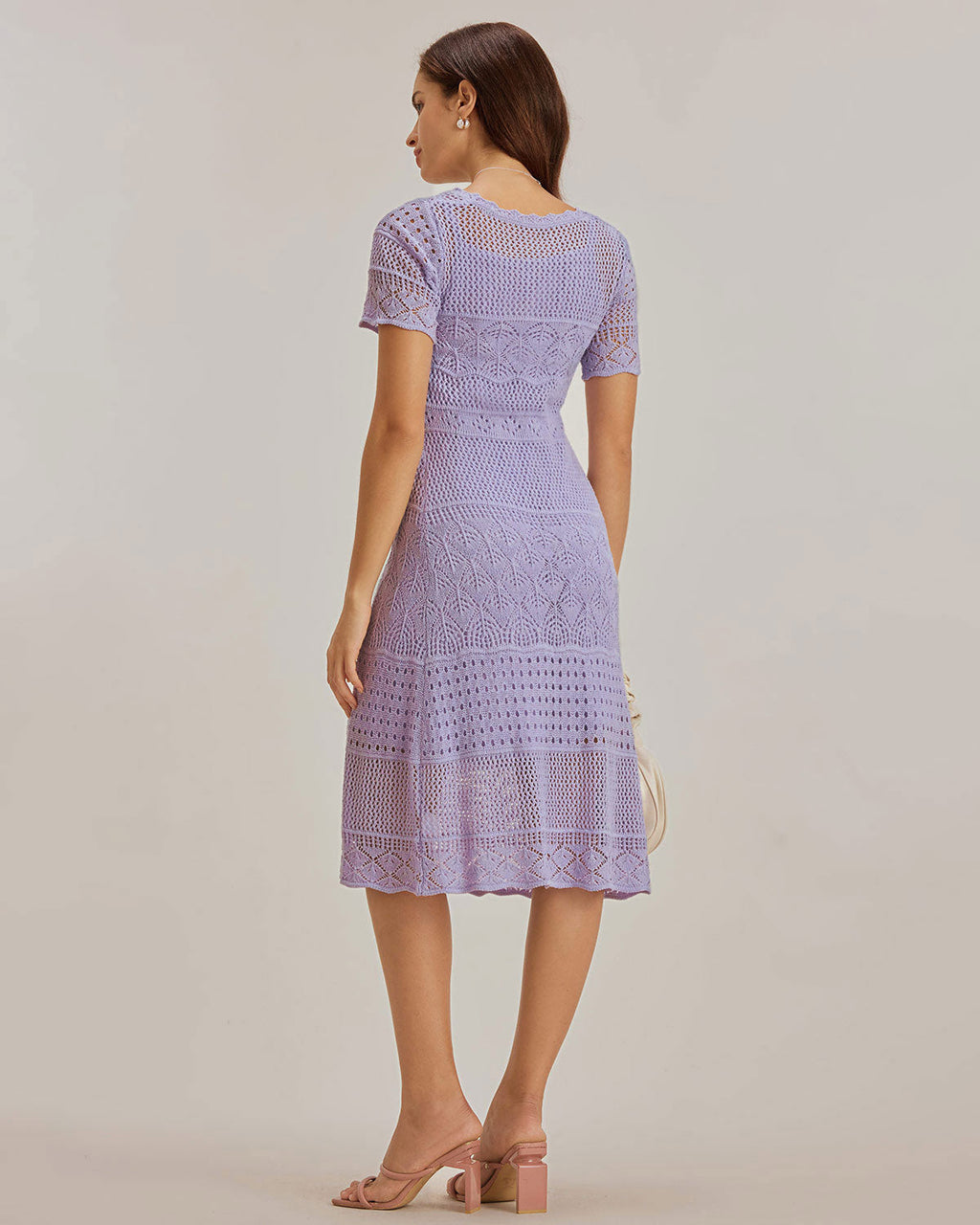 Purple U Neck Cut Out Sweater Dress