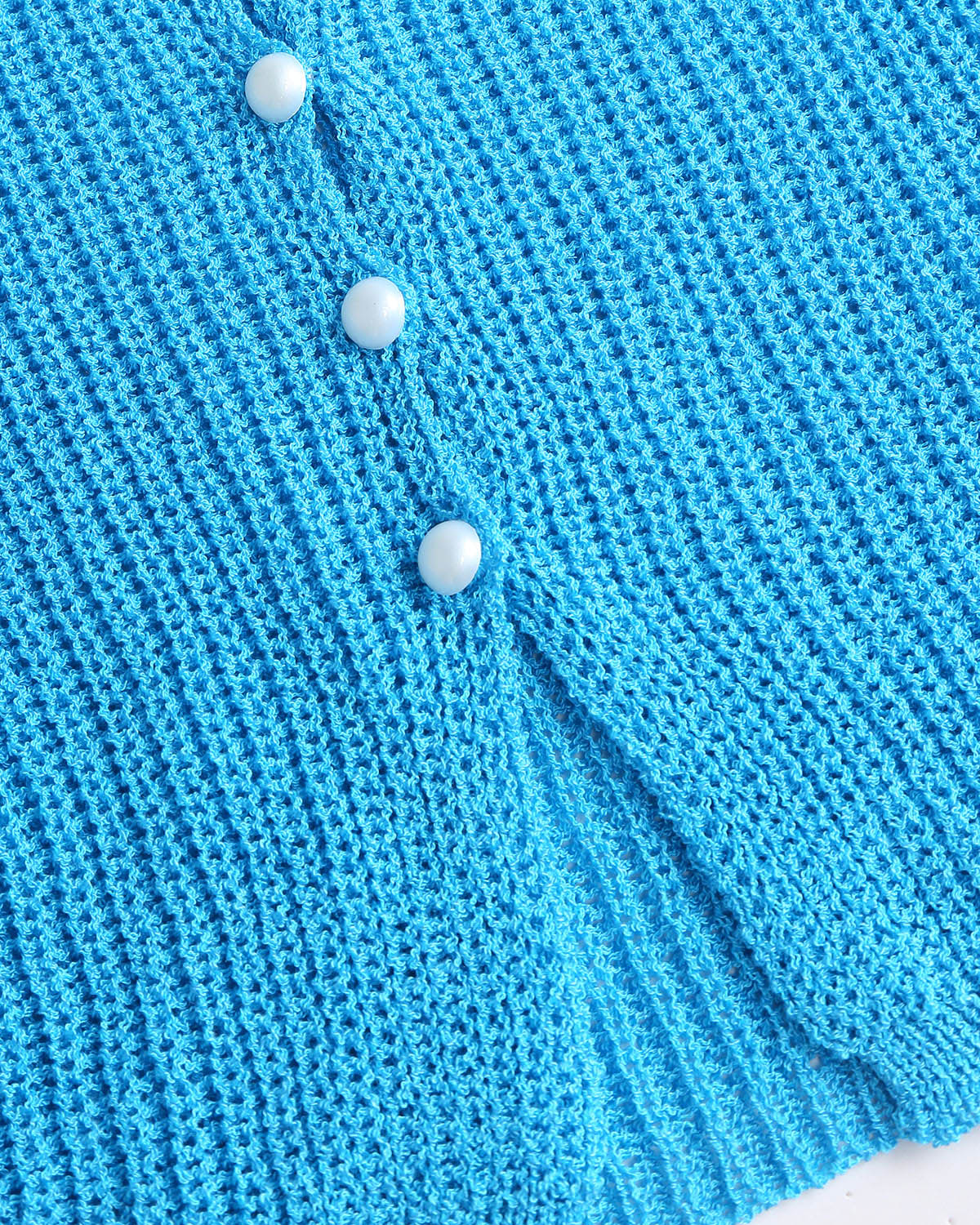 Blue V Neck Knit Cardigan