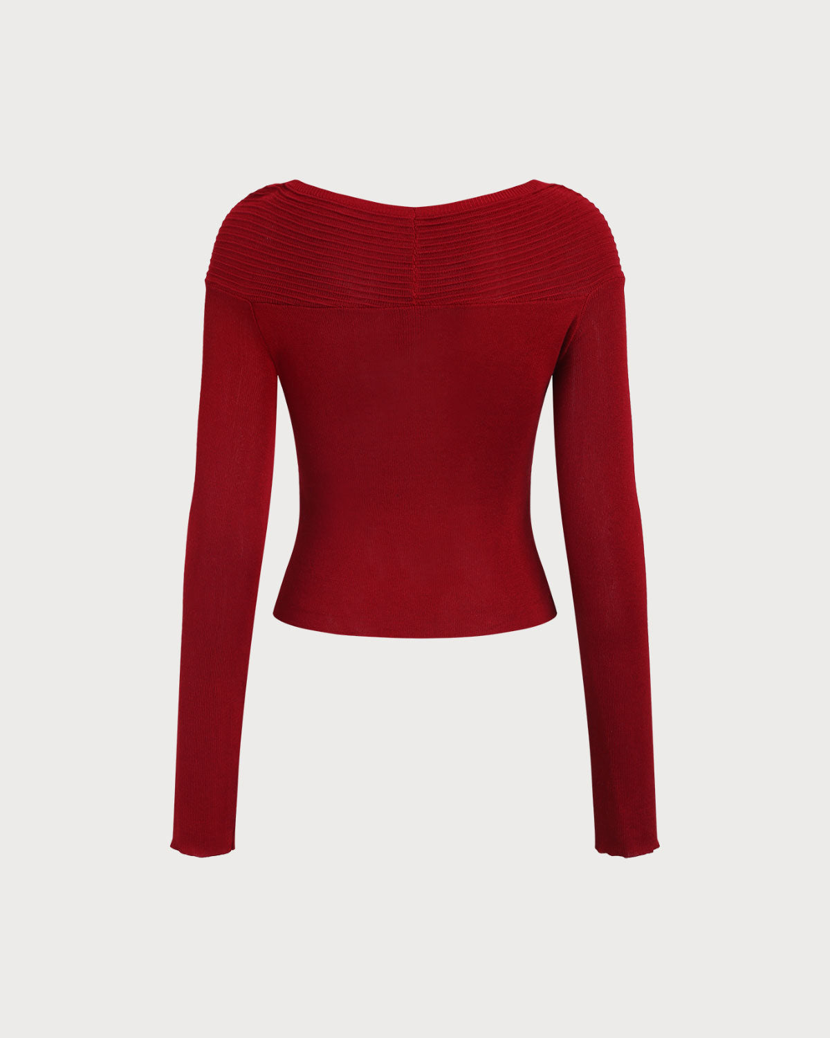 Red V Neck Twisted Knit Tee