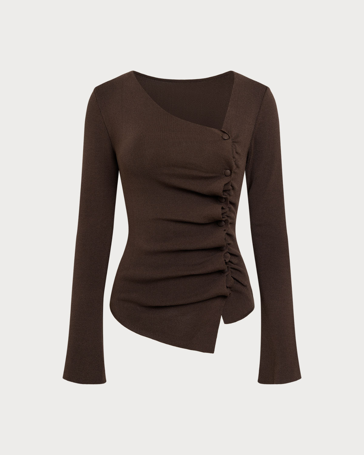 Coffee Asymmetrical Knit Tee