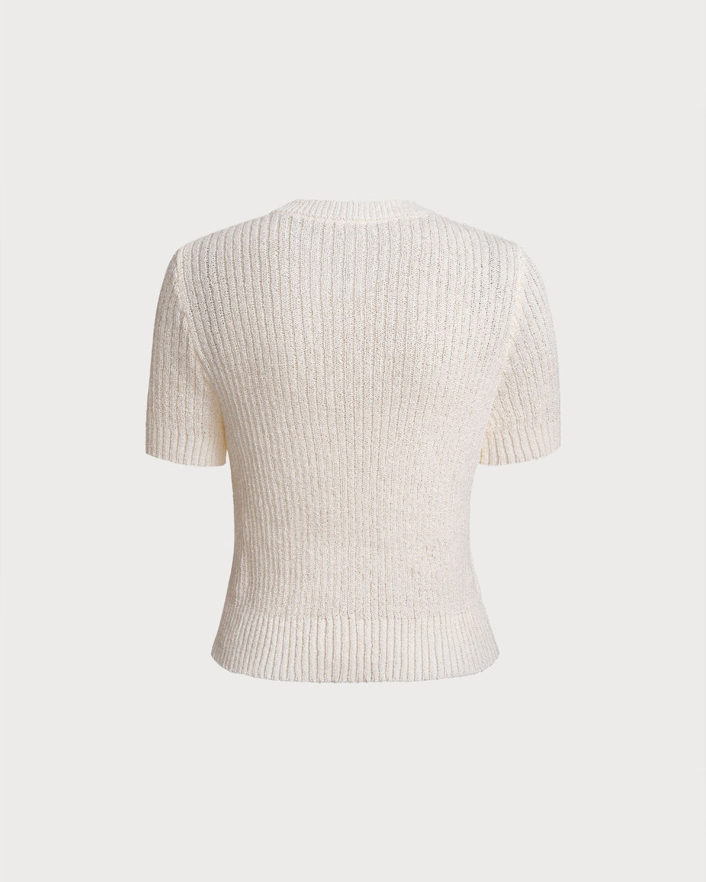Beige Round Neck Button Tee