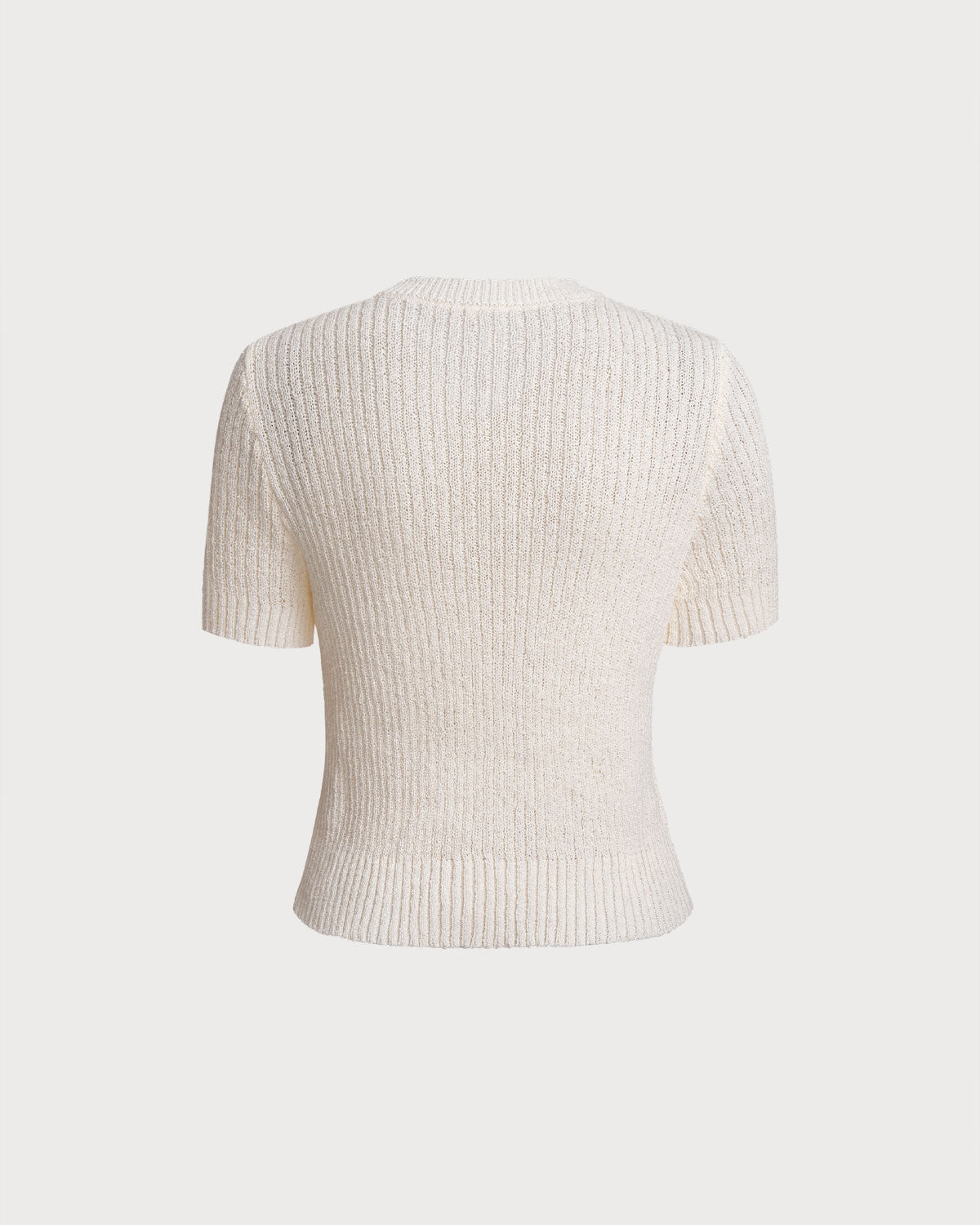 Beige Round Neck Button Tee
