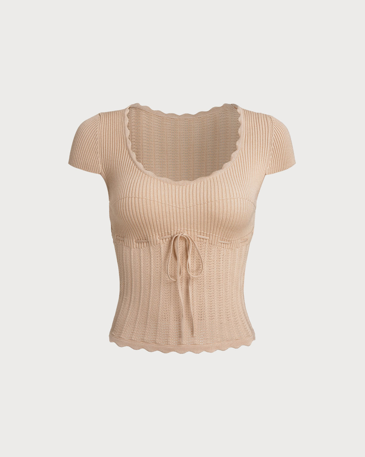 Khaki Ribbed Knit Slim Tee