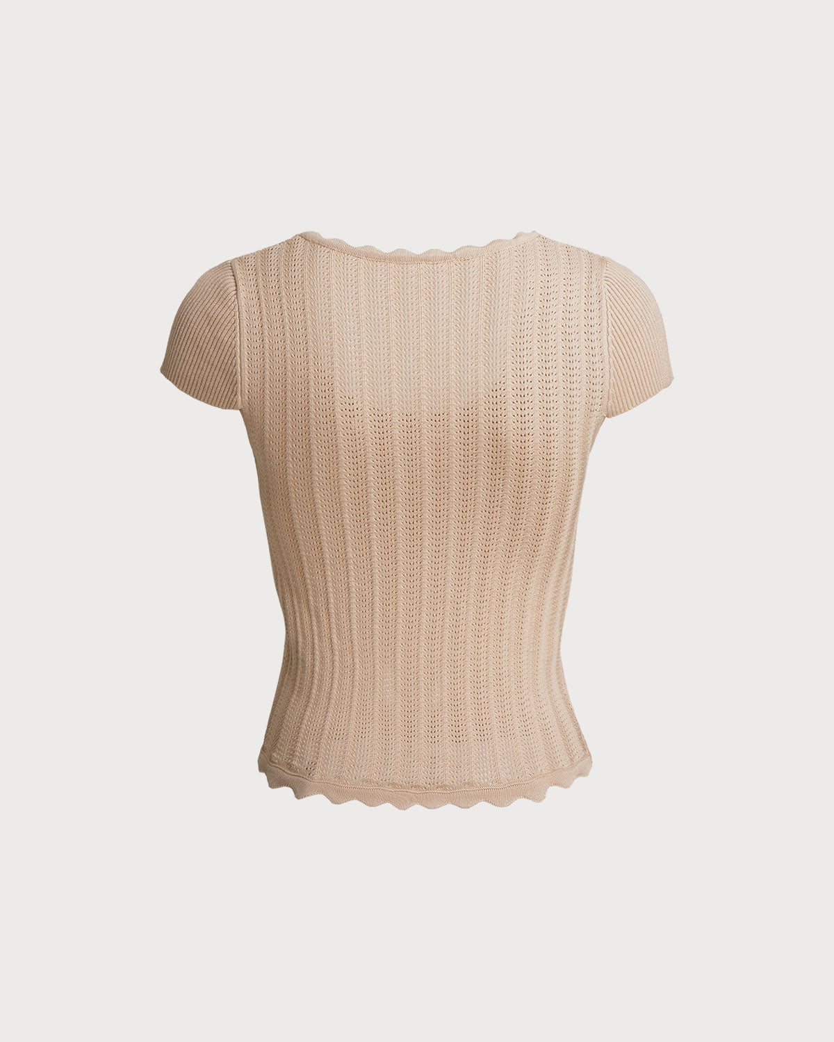 Khaki Ribbed Knit Slim Tee