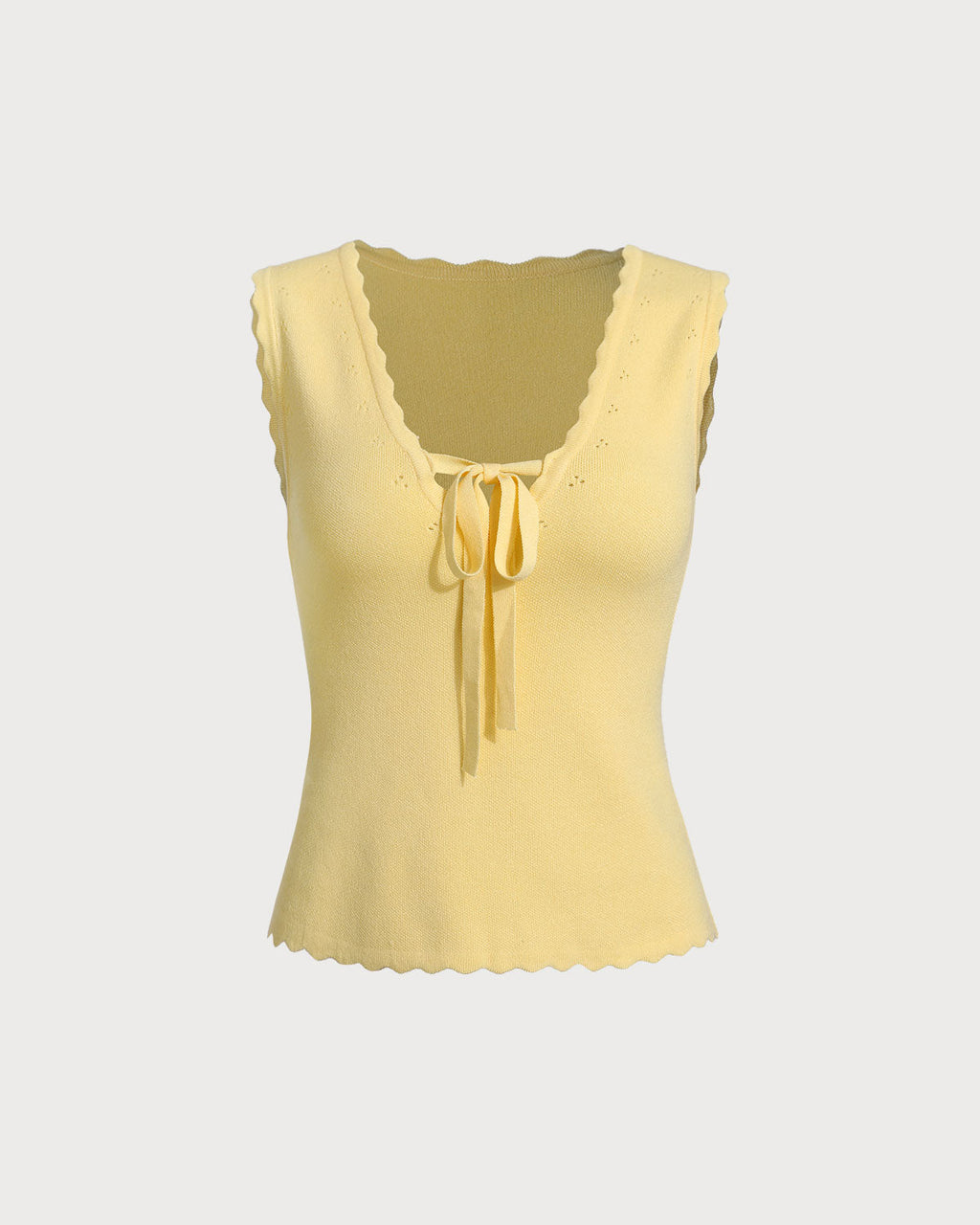 Yellow V-Neck Knit Tank Top