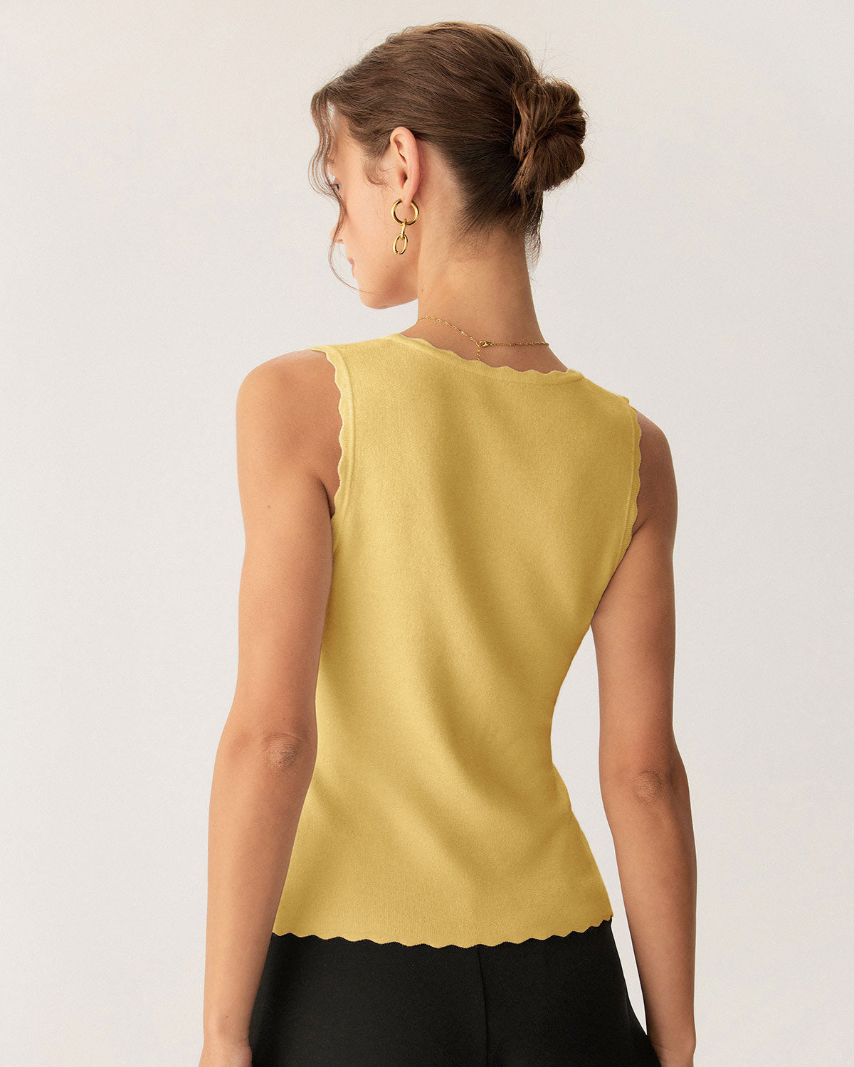 Yellow V-Neck Knit Tank Top