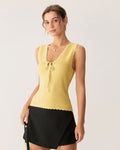 Yellow V-Neck Knit Tank Top