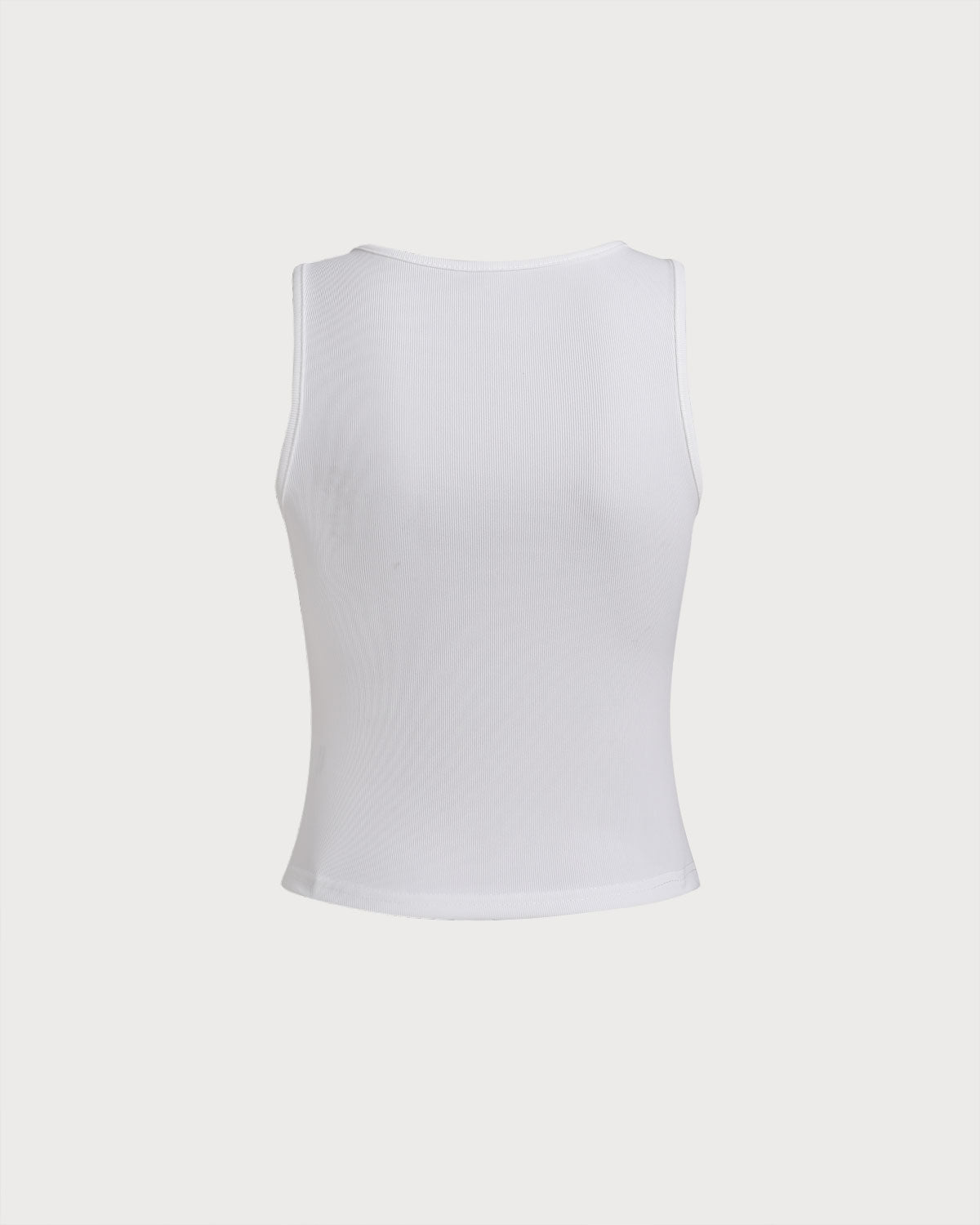 White Ribbed Knit Tank Top