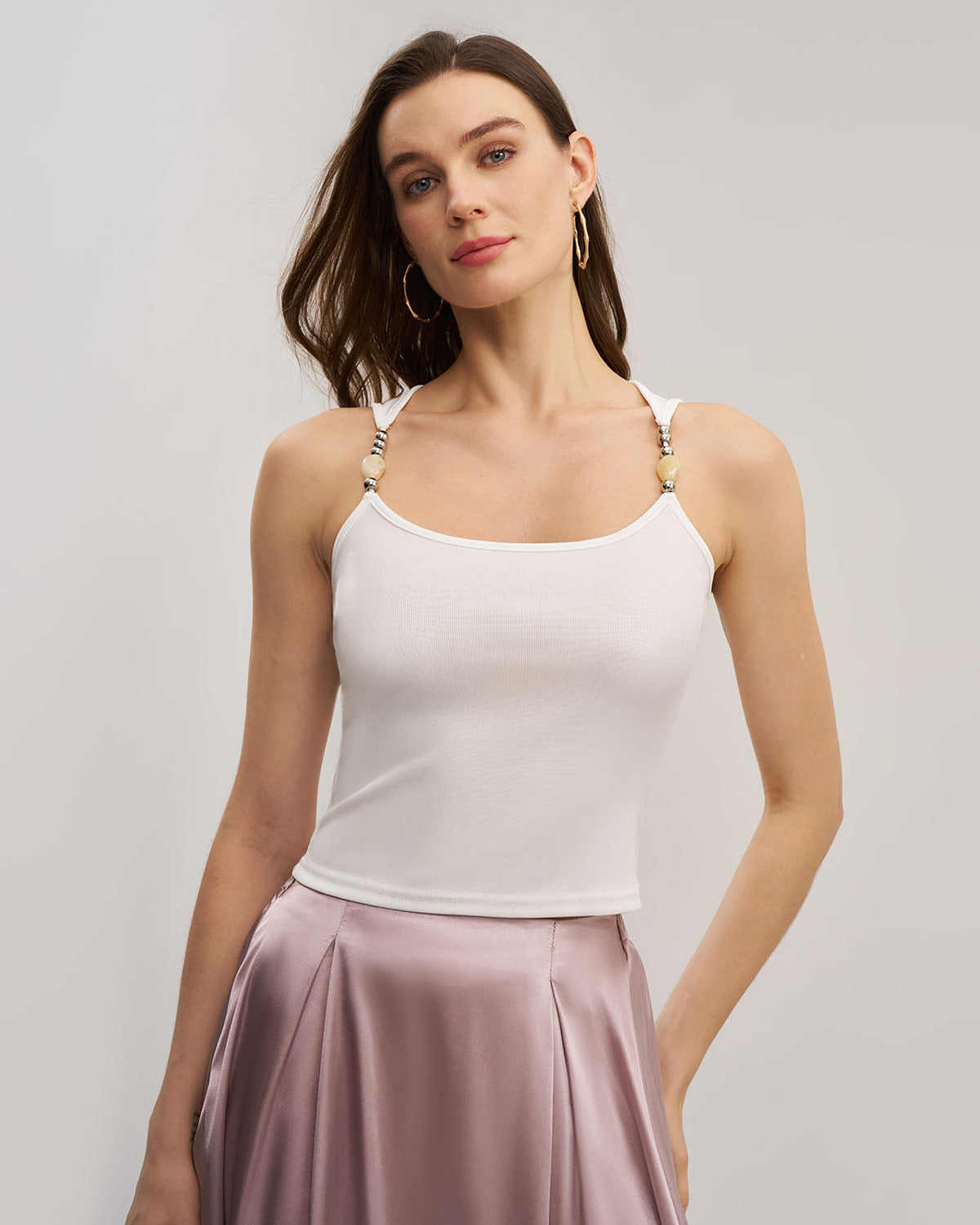White Ribbed Knit Tank Top