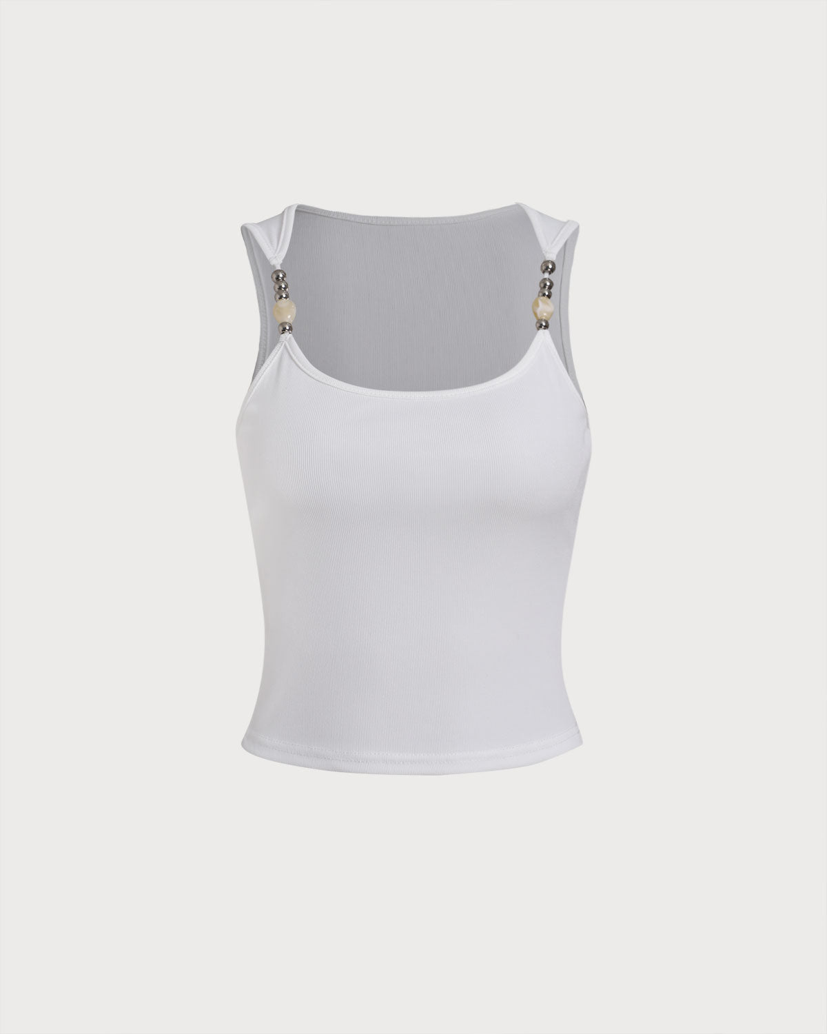 White Ribbed Knit Tank Top