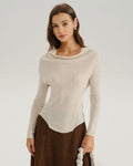 Apricot Cowl Neck Knit Tee