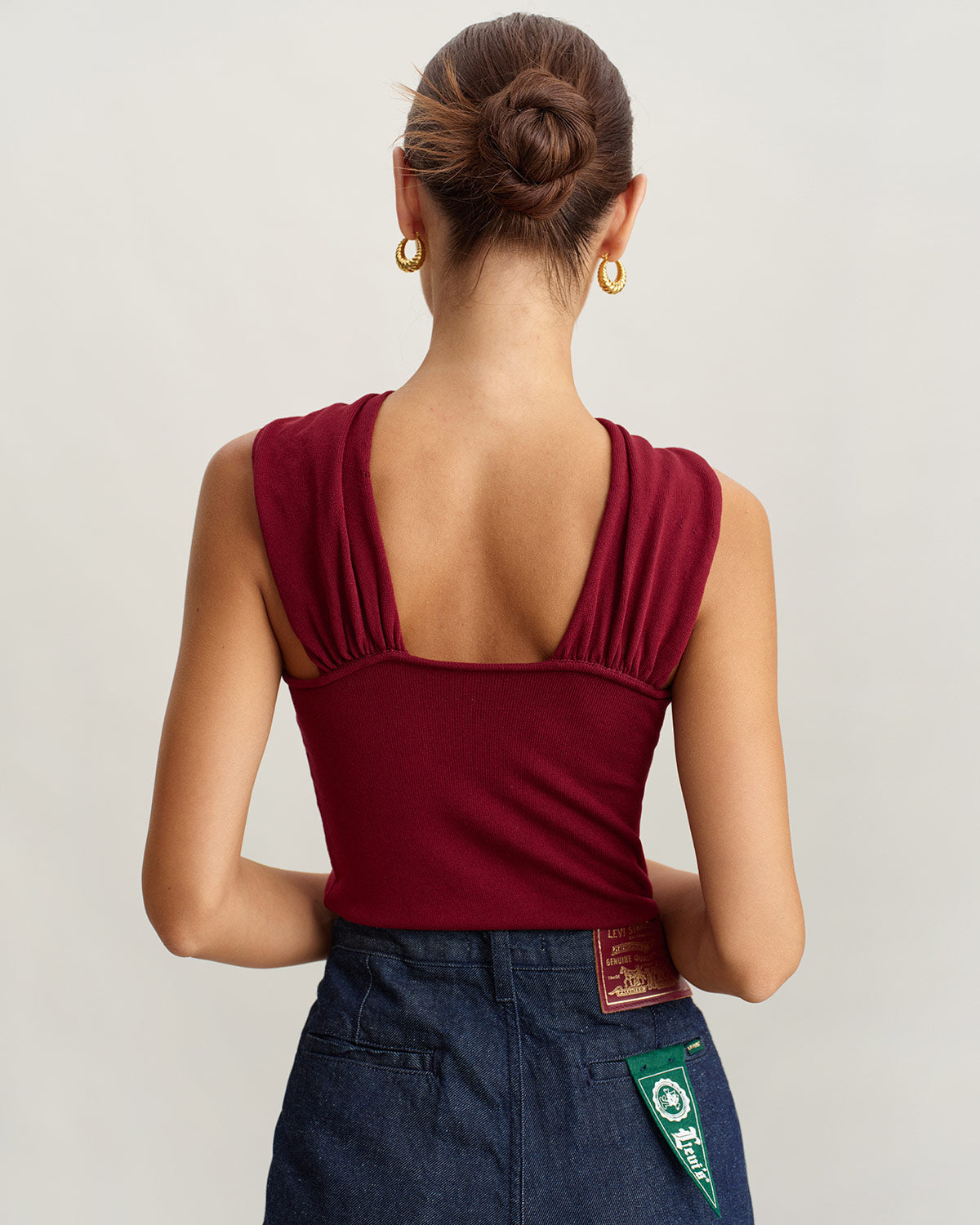Wine Red Knit Ribbed Tank Top