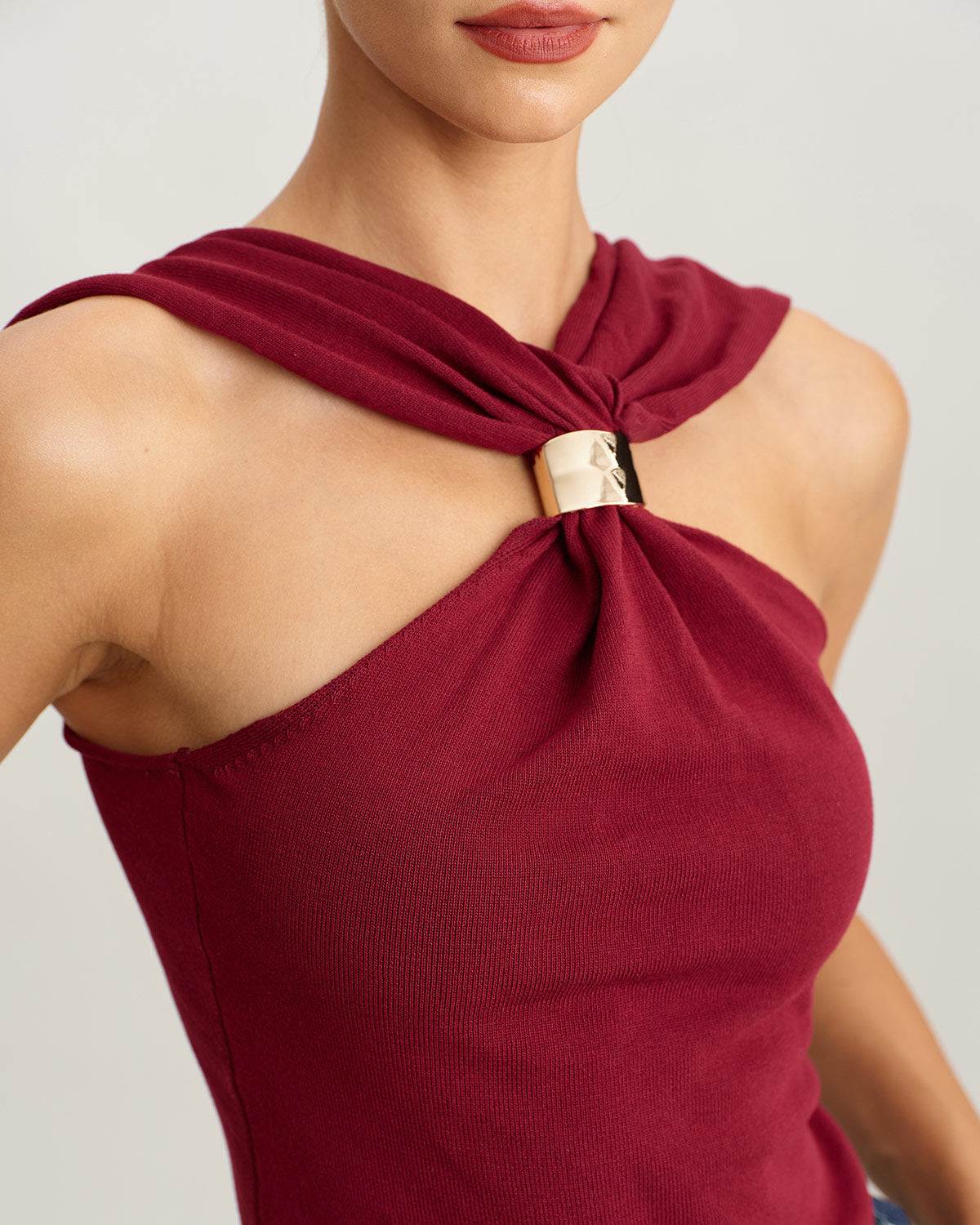 Wine Red Knit Ribbed Tank Top