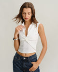 White Twist Cropped Tank Top