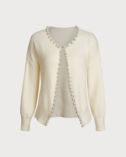 Beige Single Button Loose Knit Cardigan