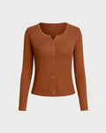 Caramel V Neck Button Cardigan