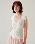 White U Neck Slim Knit Tee