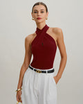 Red Knit Halter Vest