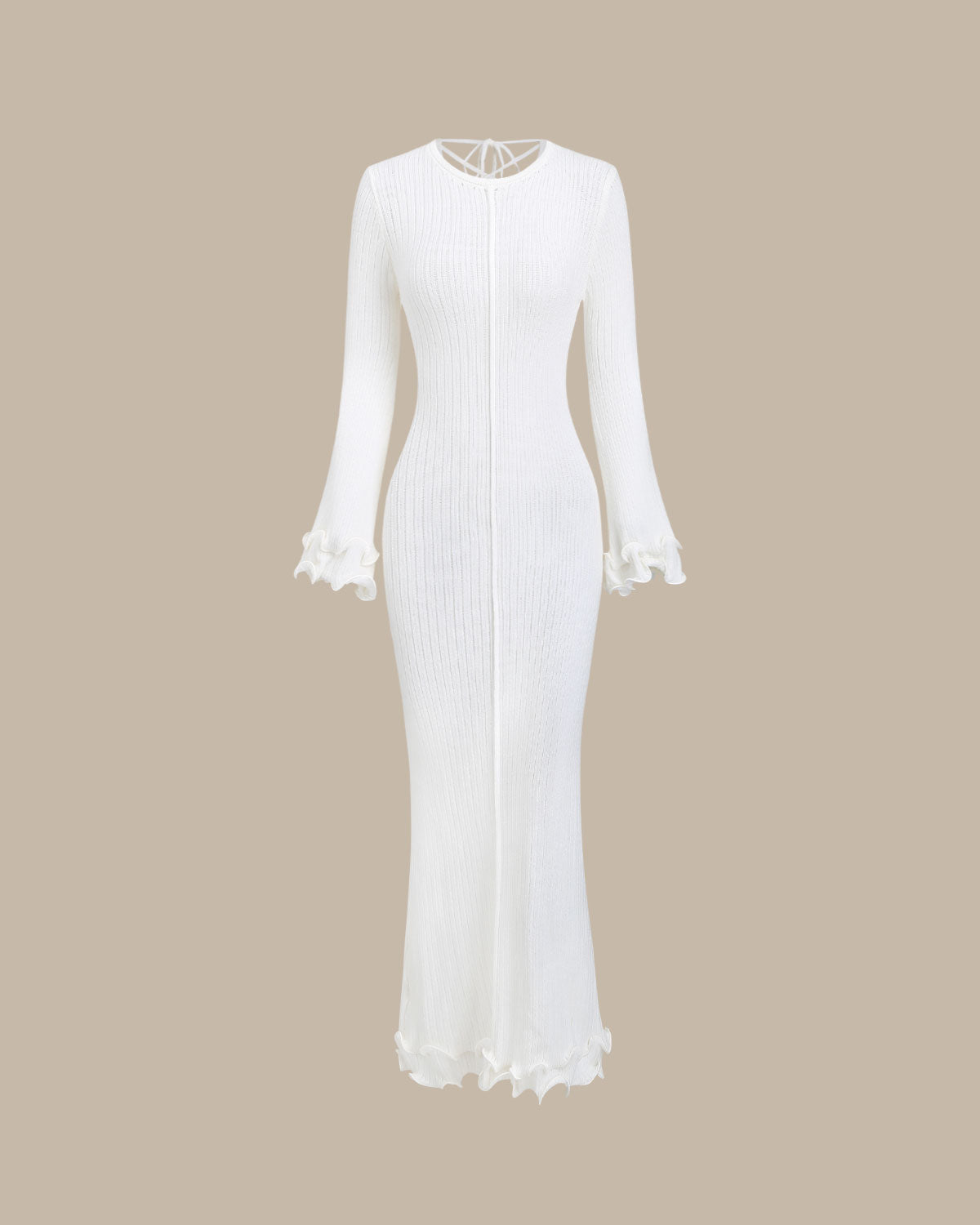 White Bell Sleeve Bodycon Sweater Dress