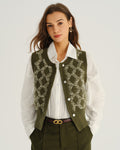 Green Plaid Single Breasted Vest