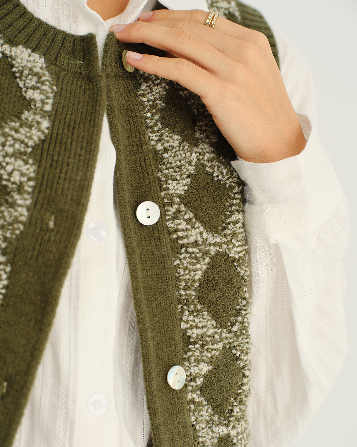 Green Plaid Single Breasted Vest