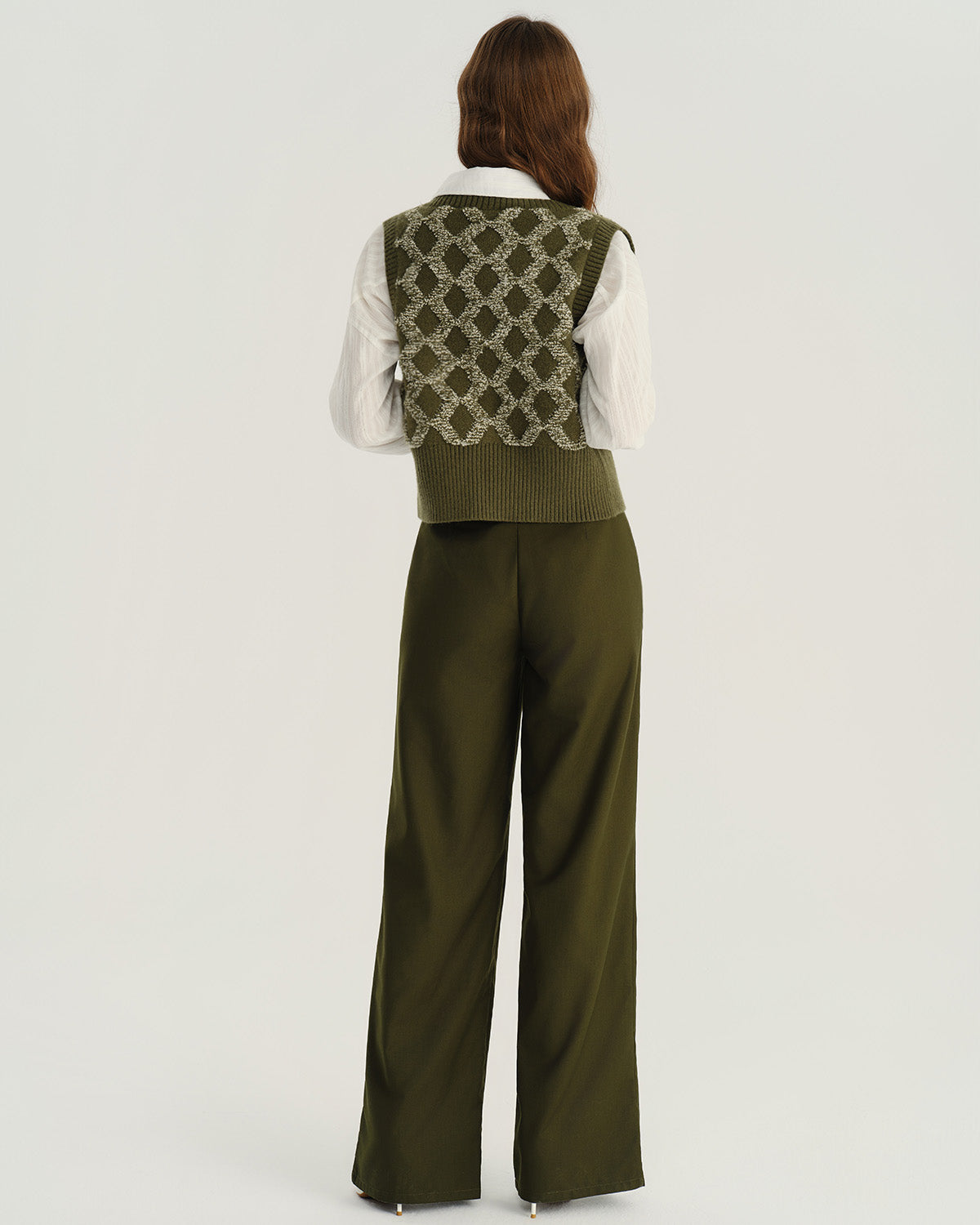 Green Plaid Single Breasted Vest