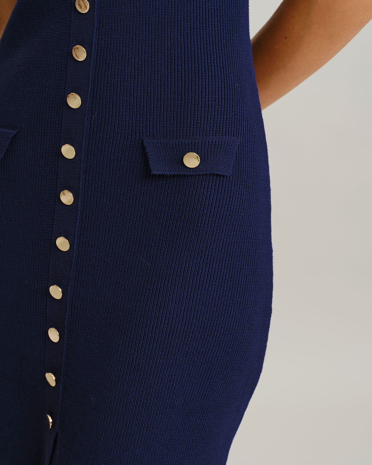 Blue U Neck Sleeveless Sweater Dress