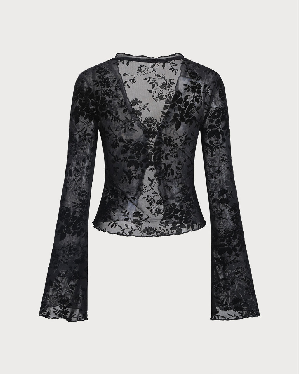Black V Neck See-through Cardigan