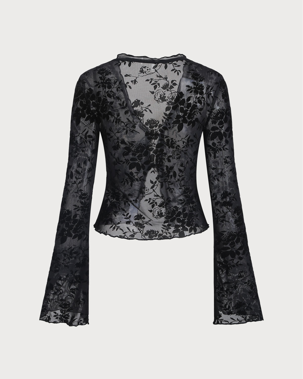 Black V Neck See-through Cardigan