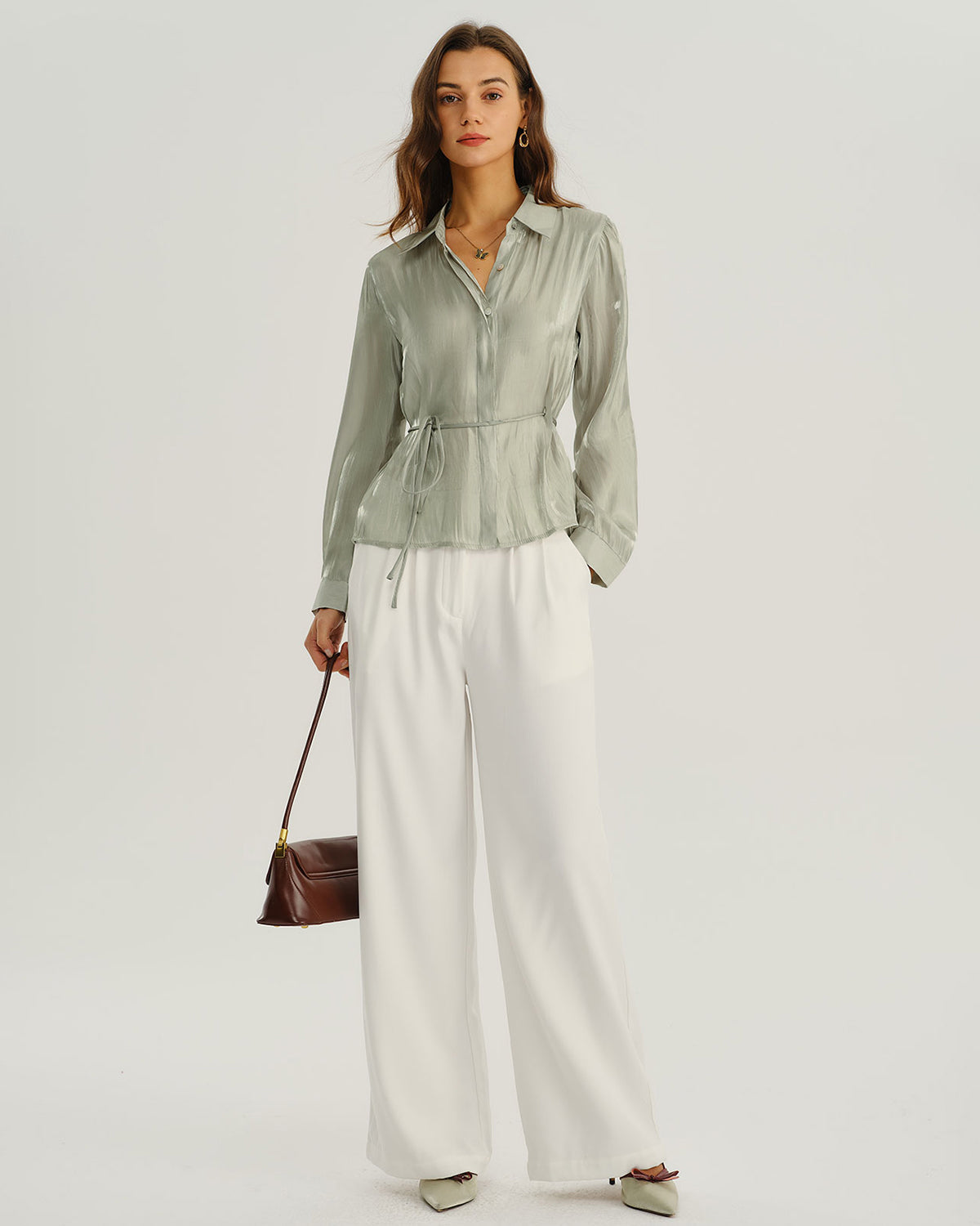 Green Loose Button Shirt